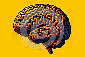 Human Brain with Maze Pattern vector illustration