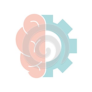 Human brain and gear line style icon vector design