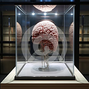 human brain in glass in the exhibition generative AI