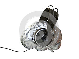 Human Brain With Headphones