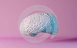 Human brain health neon light background 3d rendering. Creative idea Artificial intelligence Positive thinking emotion