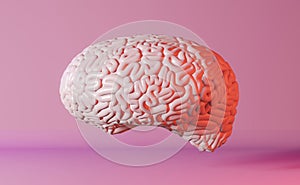 Human brain health neon light background 3d rendering. Creative idea Artificial intelligence Positive thinking emotion
