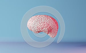 Human brain health neon light background 3d rendering. Creative idea Artificial intelligence Positive thinking emotion