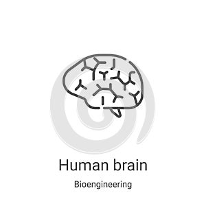 human brain icon vector from bioengineering collection. Thin line human brain outline icon vector illustration. Linear symbol for