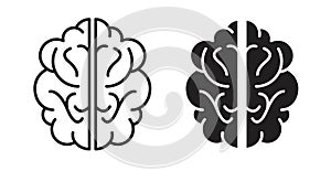 Human brain thin line icon set