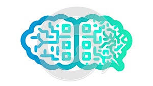 Human Brain with Integrated QR Code Pattern, Digital Mind, vector design Generative AI