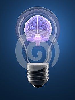Human brain in lightbulb