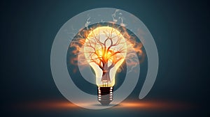 Human brain lightbulb new ideas concept Generative AI