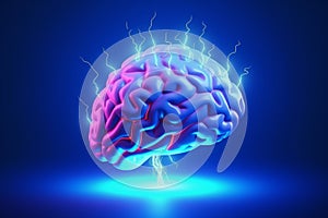 Human brain with lightning bolt illustration by Generative AI