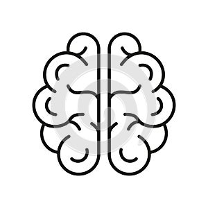 Human Brain Line Icon. Medical Neurology, Psychology Pictogram. Knowledge, Memory, Mind, Intelligence Outline Icon