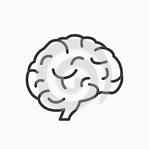 Human Brain Line Icon. Symbol of Wisdom, Memory, Mind, Creative Idea and Intelligence. Brain in Flat Style. Internal