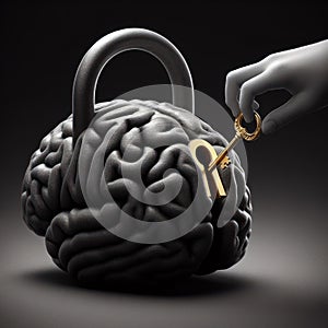 human brain, lock, prejudice and questioning background