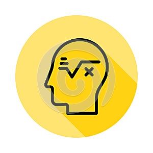 human, brain, logical, thinking outline icon in long shadow style