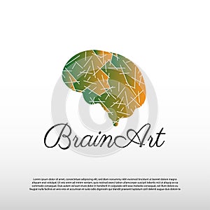 Human brain logo with art design concept -vector