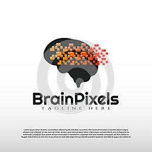 Human brain logo with digital concept. future technology icon -vector