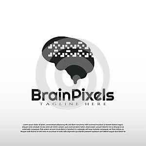 Human brain logo with digital concept. future technology icon -vector..