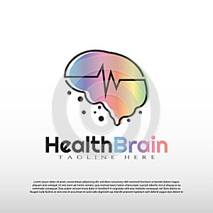 Human brain logo with health concept. future technology icon -vector
