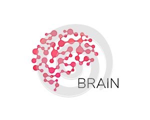 Human brain logo. Neural network, memory atlas, minimal design vector logo. Artificial intelligence