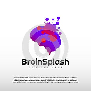 Human brain logo with splash design concept -vector