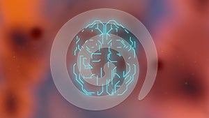 Human brain malfunction over firery dangerous background.