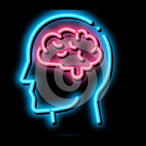 Human Brain In Man Silhouette Mind neon glow icon illustration