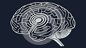 Human Brain Maze on Dark Background, vector design Generative AI