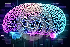 Human brain on mental idea mind Concept. Artificial Intelligence, neuronets.Generative AI
