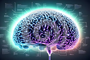 Human brain on mental idea mind Concept. Artificial Intelligence, neuronets. Generative AI