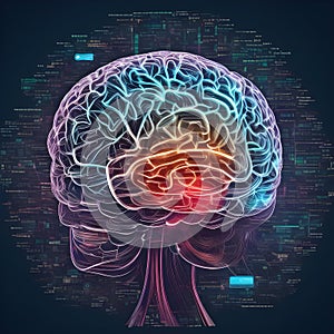 Human brain on mental idea mind Concept. Artificial Intelligence, neuronets. Generative AI