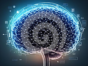 Human brain on mental idea mind Concept. Artificial Intelligence, neuronets.Generative AI