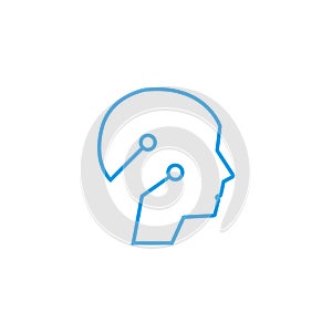 Human brain mind head with artificial intelligence robot head. Stock illustration