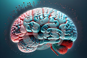 Human brain with nerve cells. 3d illustration