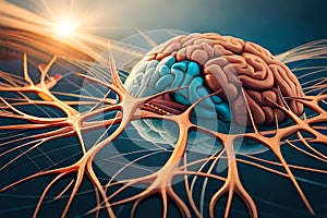 Human Brain Nerve Cells Concept. Generative AI