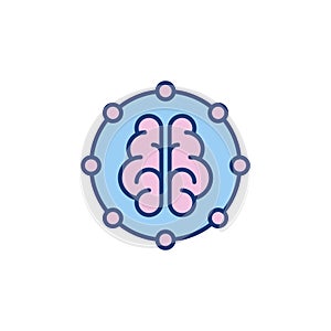Human Brain Neuron Connections concept round colored icon