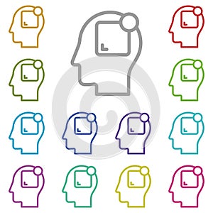 Human, brain, notice multi color icon. Simple thin line, outline vector of mind process icons for ui and ux, website or mobile