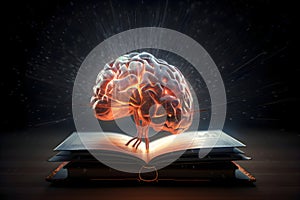 Human brain over a book, knowledge, Generative AI 1