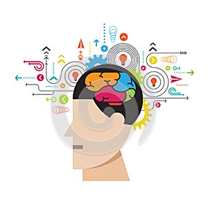 Human brain process, creative idea concept vector