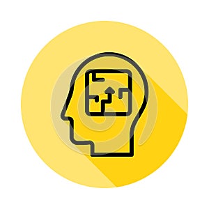 human, brain, process, solution outline icon in long shadow style