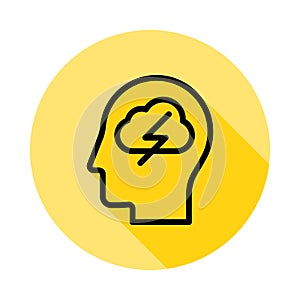 human, brain, process, thinking outline icon in long shadow style