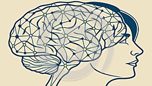 Human Brain Profile, Neuroscience and Cognitive Science Illustration, vector design Generative AI