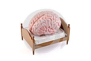 Human brain resting on the bed