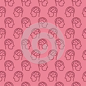 Human brain seamless pattern isolated on color background