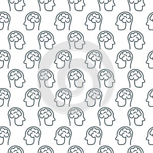 Human brain seamless pattern isolated on white background