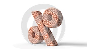Human brain in shape of percent sign. 3D illustration