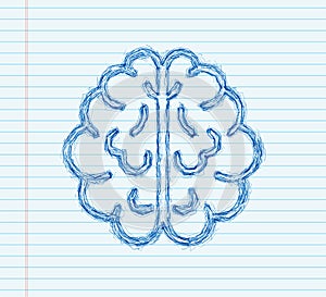 Human brain sketch icon. Thinking process, brainstorming, good idea, brain activity. Vector stock illustration