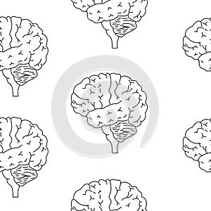 Human brain sketch style seamless pattern illustration