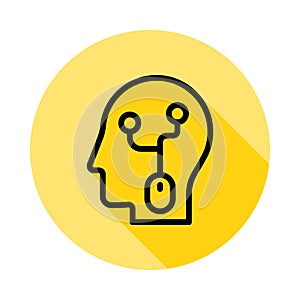 human, brain, solution outline icon in long shadow style