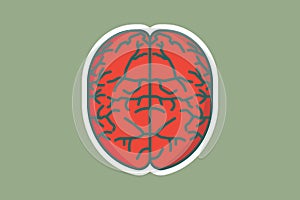 Human Brain Sticker vector illustration. Education object icon concept.