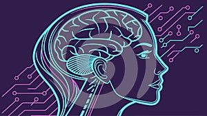 Human brain and tech lines, mind and technology concept vector design Generative AI