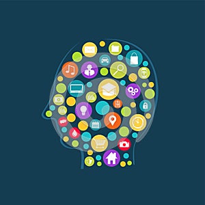 Human brain technology abstract. Technology innovation concept